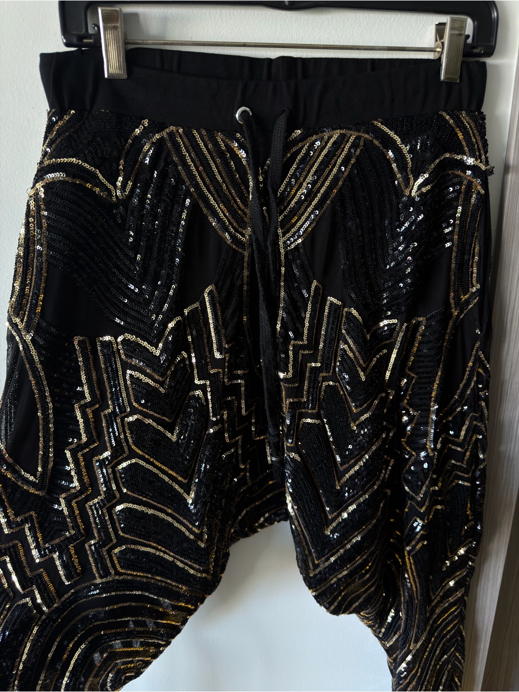 Black & Gold Sequin Burning Boho Pants
